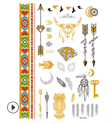 Metal Waterproof Tattoo Sticker - Gilded Tattoo-Ink Art Styles-StylinArts