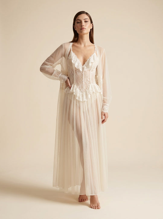 Sogno di Firenze Sheer Lace Robe Lingerie Set