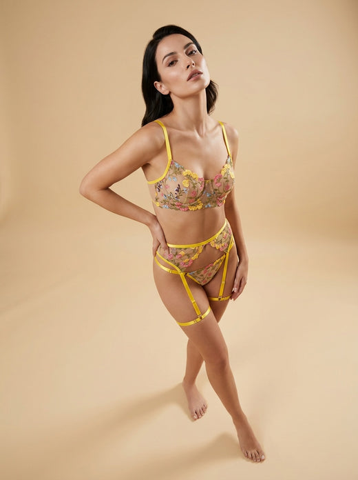 Fioritura di Siena Embroidered Mesh Lingerie Set