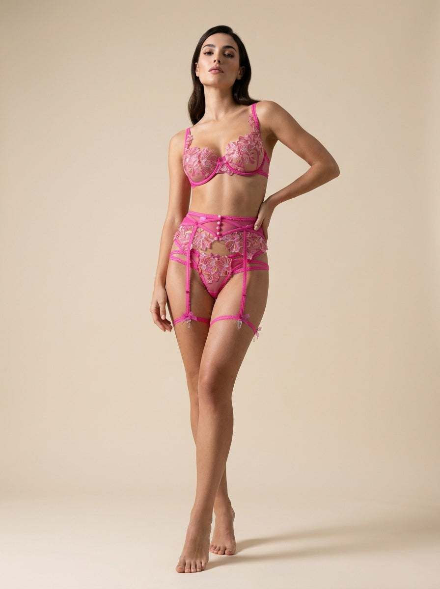 Fiore di Vetro Rose Embroidered Lingerie Set