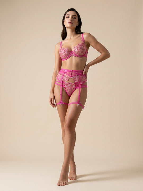 Fiore di Vetro Rose Embroidered Lingerie Set