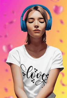 Minimalist Love Script T-Shirt – Women’s Self-Love & Music Vibes Tee