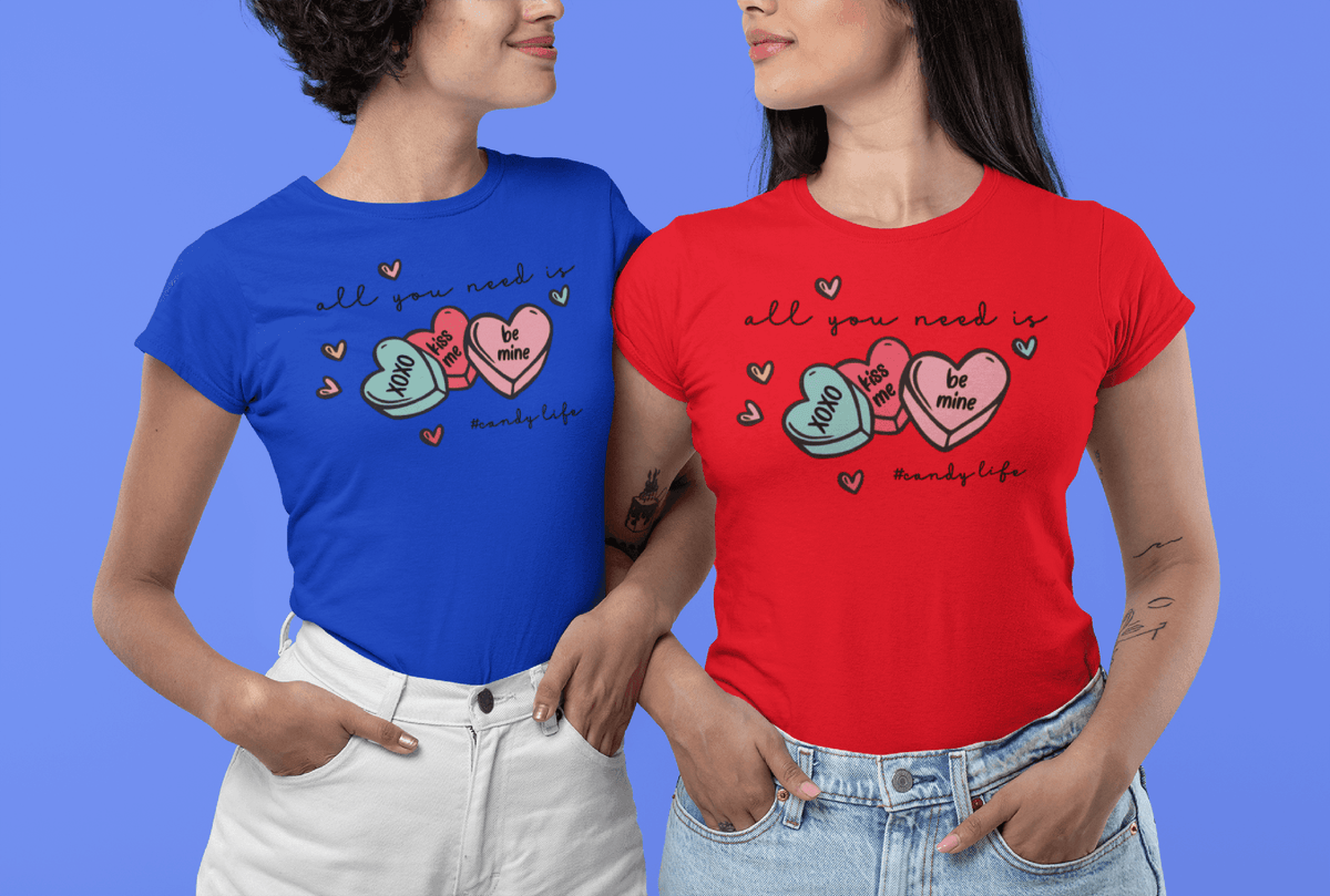 All You Need Is Candy Hearts Valentine’s Tee-Royal-S-Regular Fit Tee-StylinArts