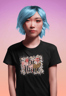 Be Mine Valentine’s T-Shirt – Leopard Print & Plaid Hearts Statement Tee