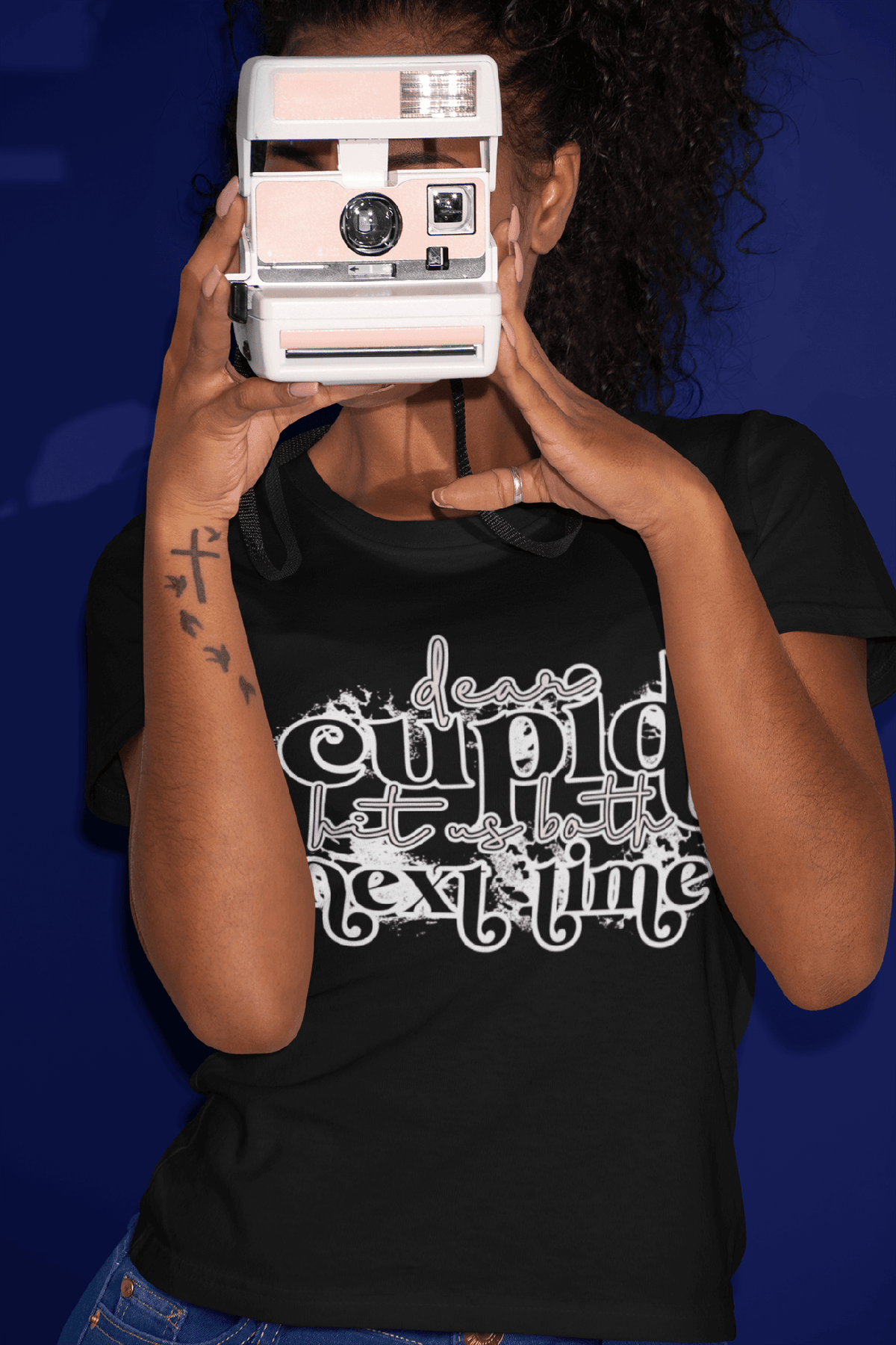 Dear Cupid, Hit Us Both Next Time T-Shirt – Punk Anti-Valentine’s Grunge Tee-Black-S-Regular Fit Tee-StylinArts