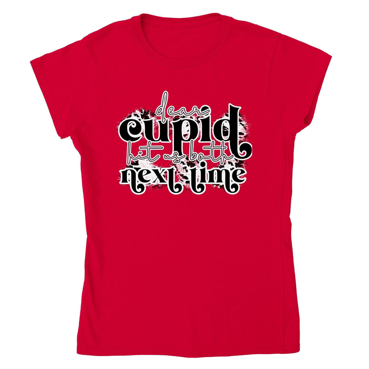 Dear Cupid, Hit Us Both Next Time T-Shirt – Punk Anti-Valentine’s Grunge Tee-White-S-Regular Fit Tee-StylinArts