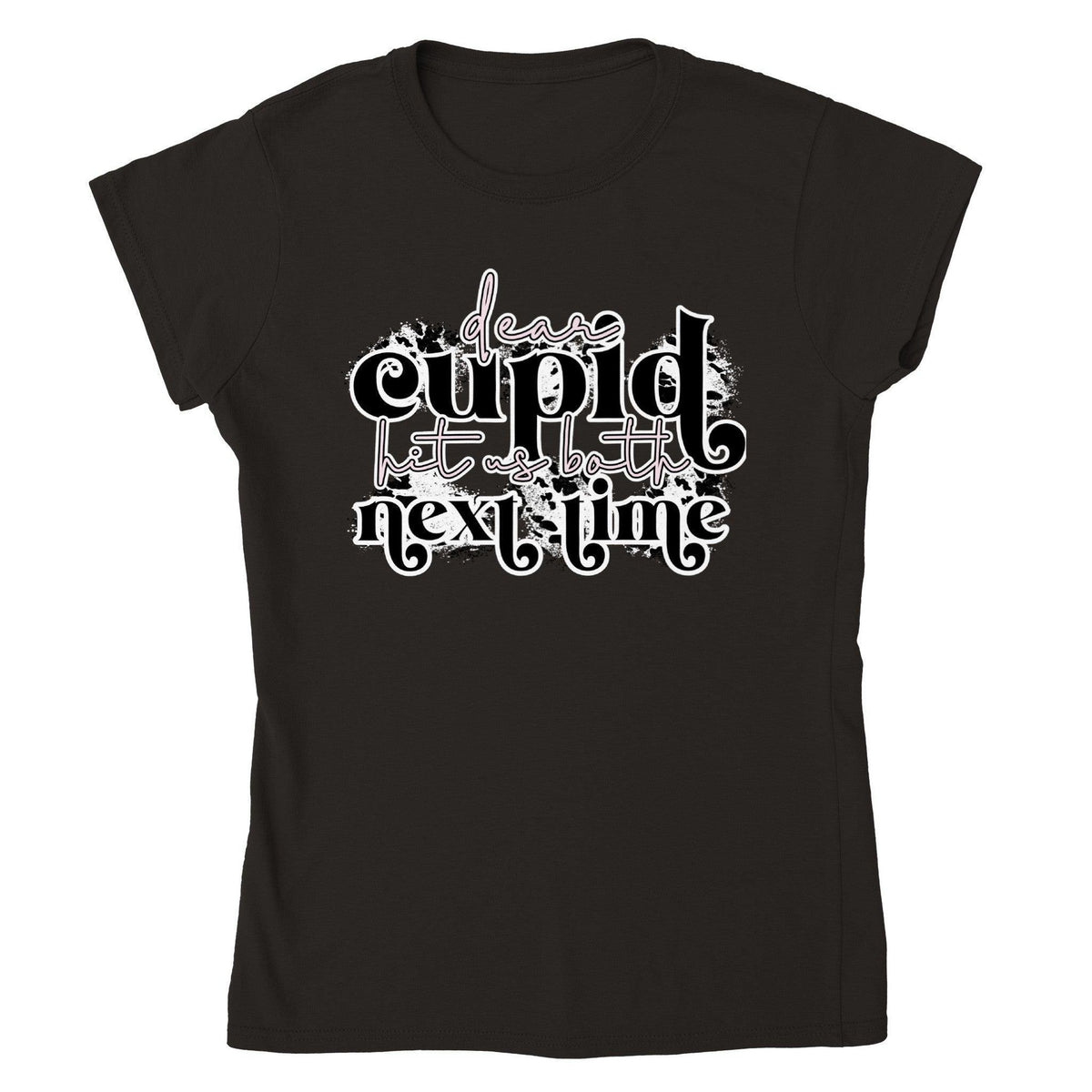 Dear Cupid, Hit Us Both Next Time T-Shirt – Punk Anti-Valentine’s Grunge Tee-White-S-Regular Fit Tee-StylinArts