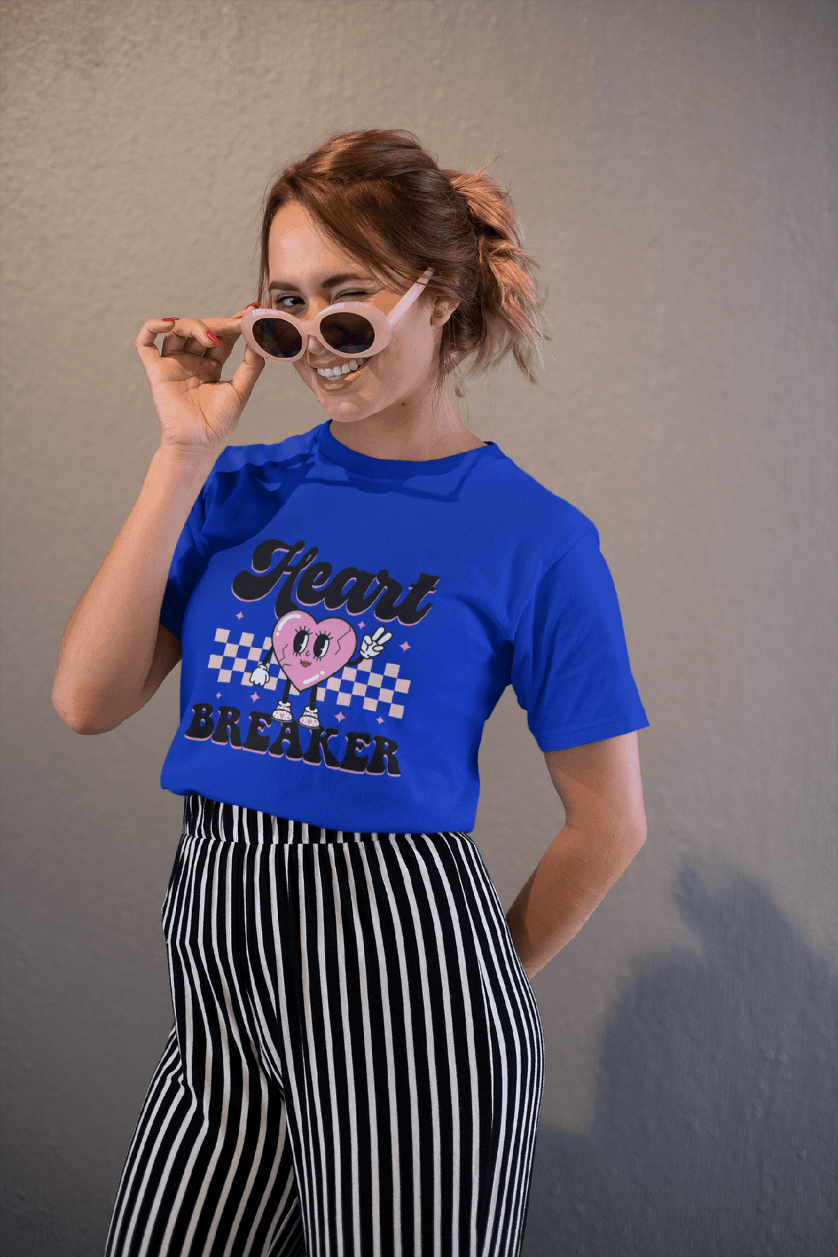 Heart Breaker Valentine’s T-Shirt – Retro Cartoon Cute & Cheeky Tee-Royal-S-Regular Fit Tee-StylinArts