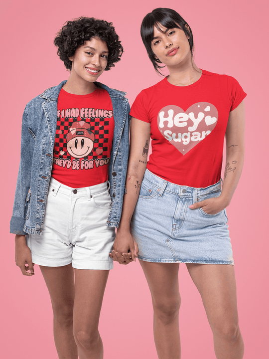 HEY SUGAR T-shirt-Red-S-Regular Fit Tee-StylinArts