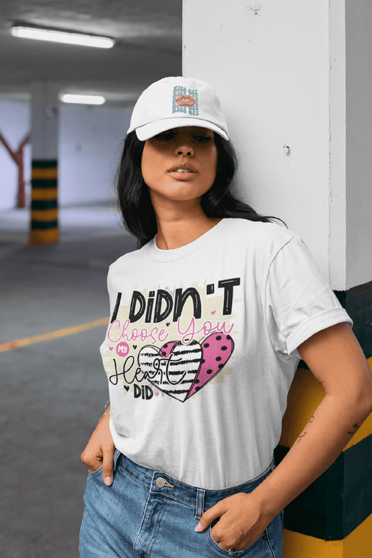 I DIDN'T Choose you my HEART did T-shirt-White-S-Regular Fit Tee-StylinArts