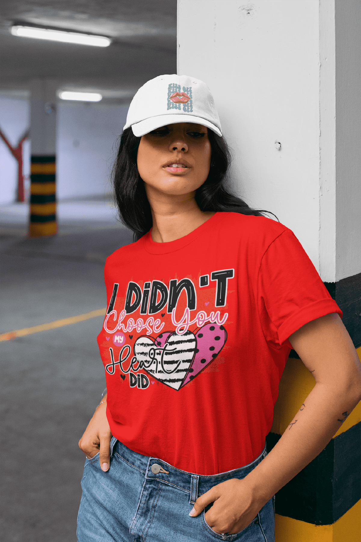 I DIDN'T Choose you my HEART did T-shirt-Red-S-Regular Fit Tee-StylinArts