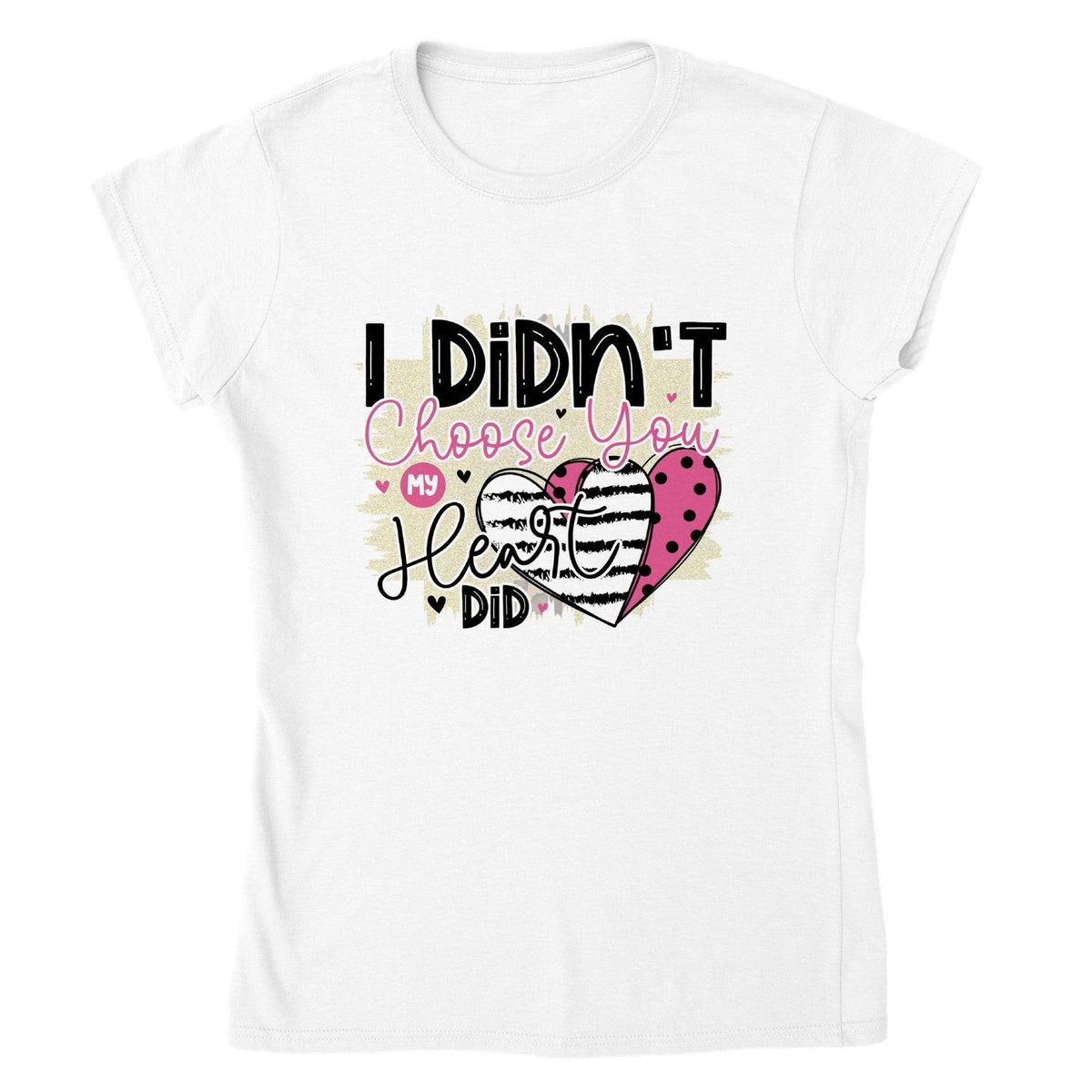 I DIDN'T Choose you my HEART did T-shirt-White-S-Regular Fit Tee-StylinArts