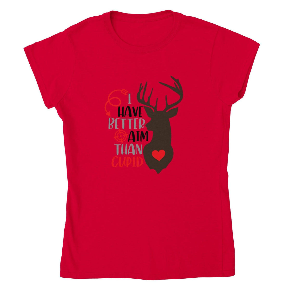 I Have Better Aim Than Cupid T-Shirt – Funny Deer Hunter Valentine’s Tee-White-S-Regular Fit Tee-StylinArts