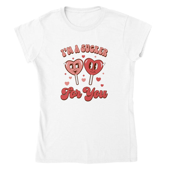I’m A Sucker For You Valentine’s Day T-Shirt-White-S-Regular Fit Tee-StylinArts