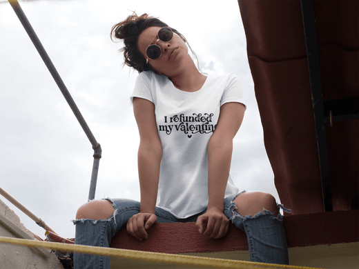 “I Refunded My Valentine” Anti-Valentine’s T-Shirt – Savage Breakup Tee-White-S-Regular Fit Tee-StylinArts