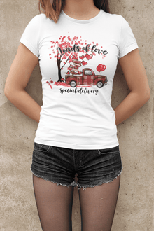 Plaid Vintage Truck Valentine’s T-Shirt – Loads of Love Special Delivery Tee