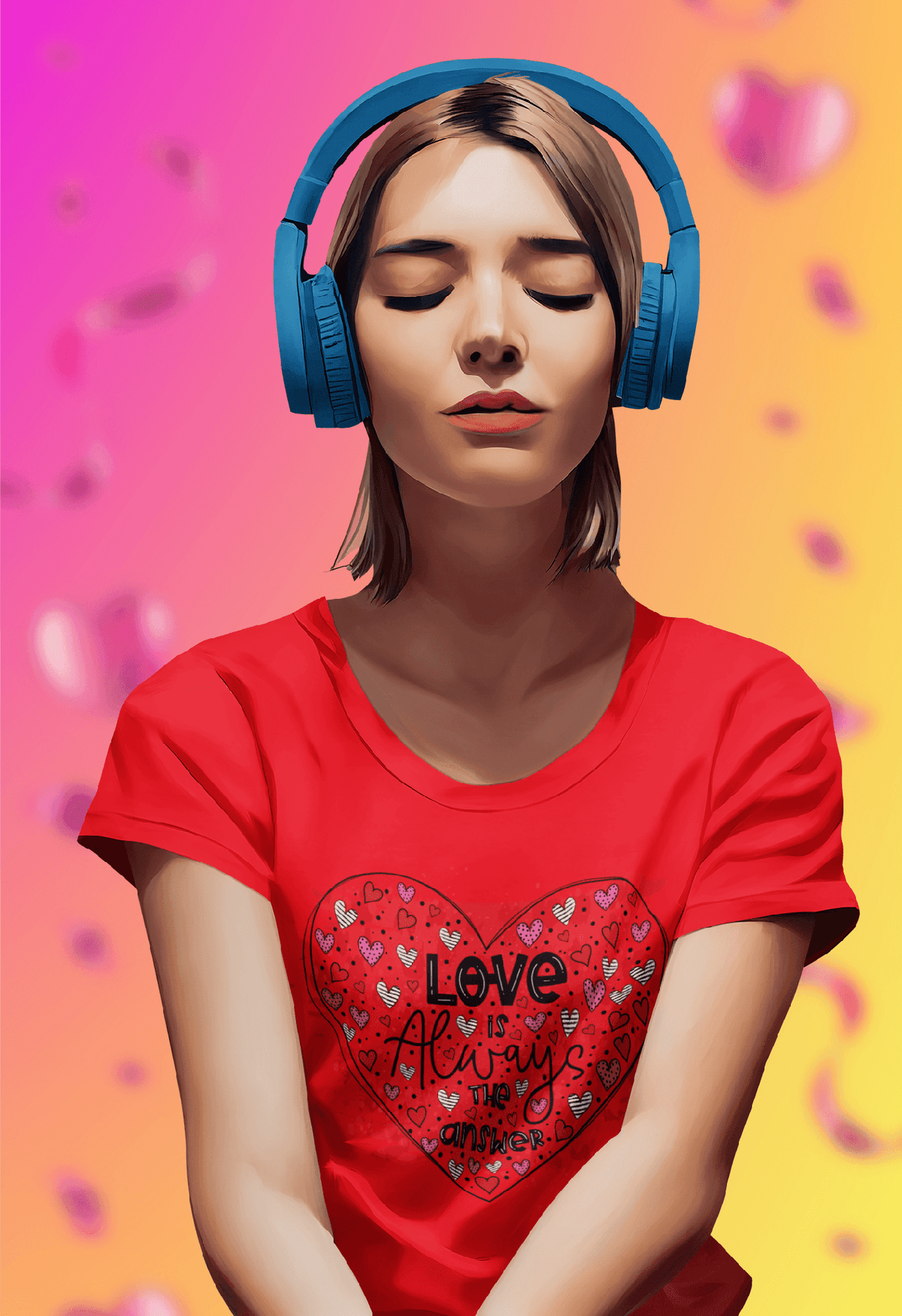 LOVE is Always THE Answer T-shirt-Red-S-Regular Fit Tee-StylinArts