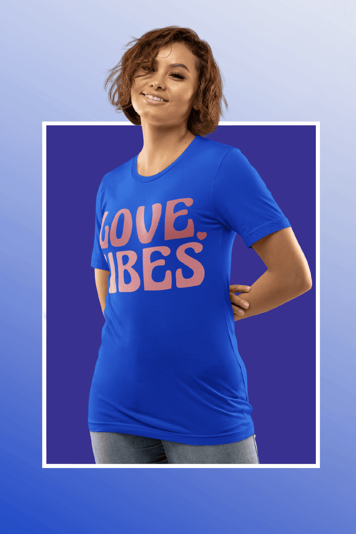 Love Vibes Retro Valentine’s Day Tee-Royal-S-Regular Fit Tee-StylinArts