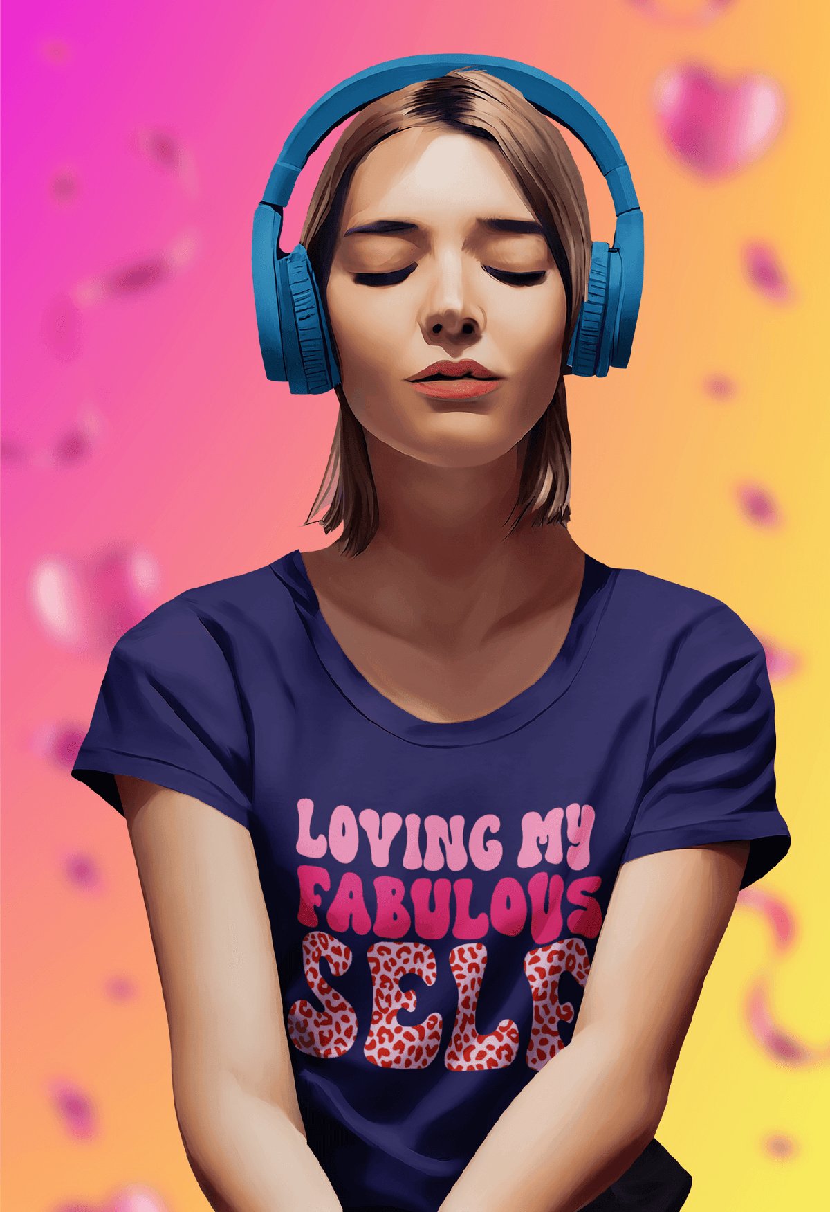 Loving My Fabulous Self Tee-Navy-S-Regular Fit Tee-StylinArts