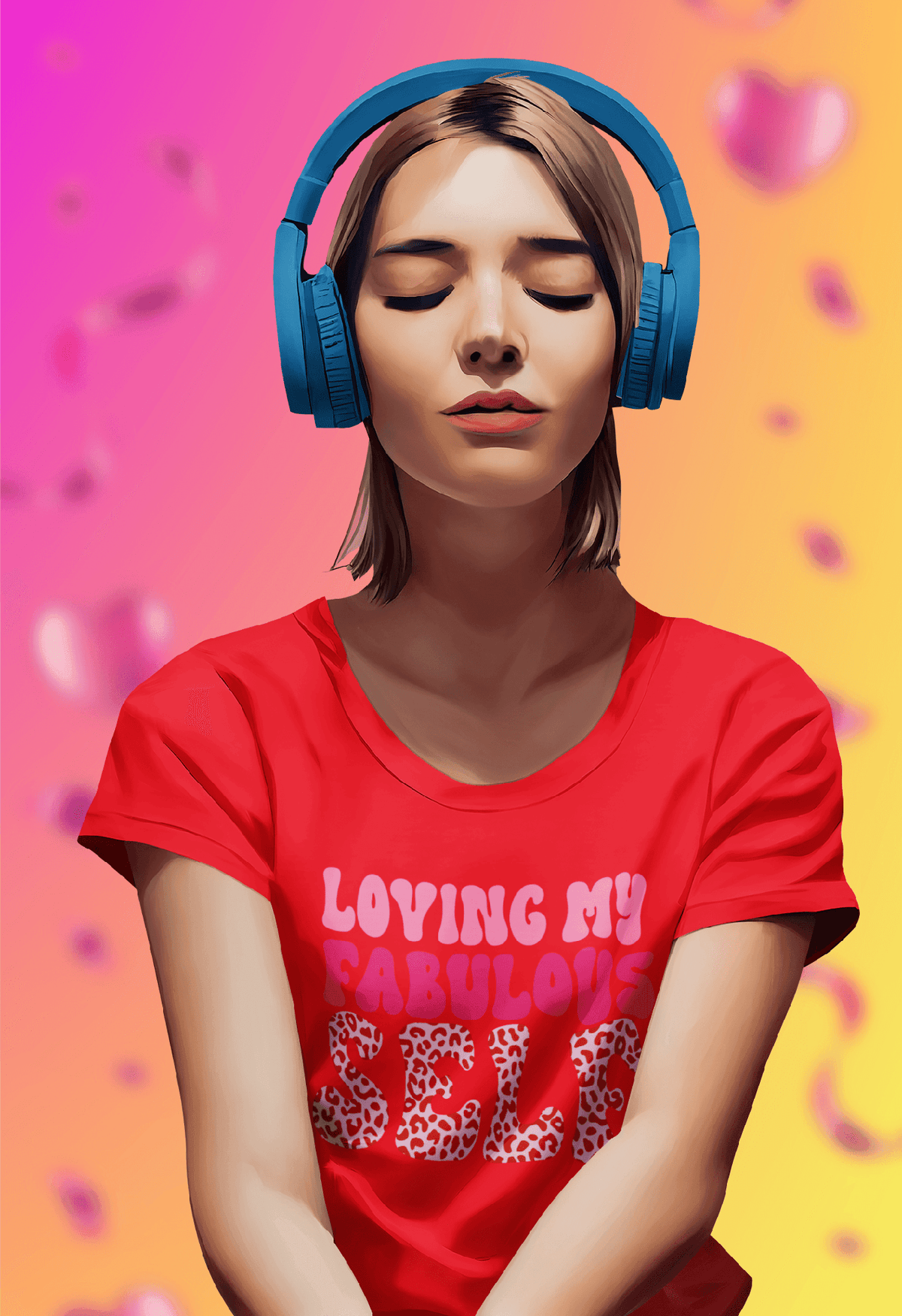 Loving My Fabulous Self Tee-Red-S-Regular Fit Tee-StylinArts