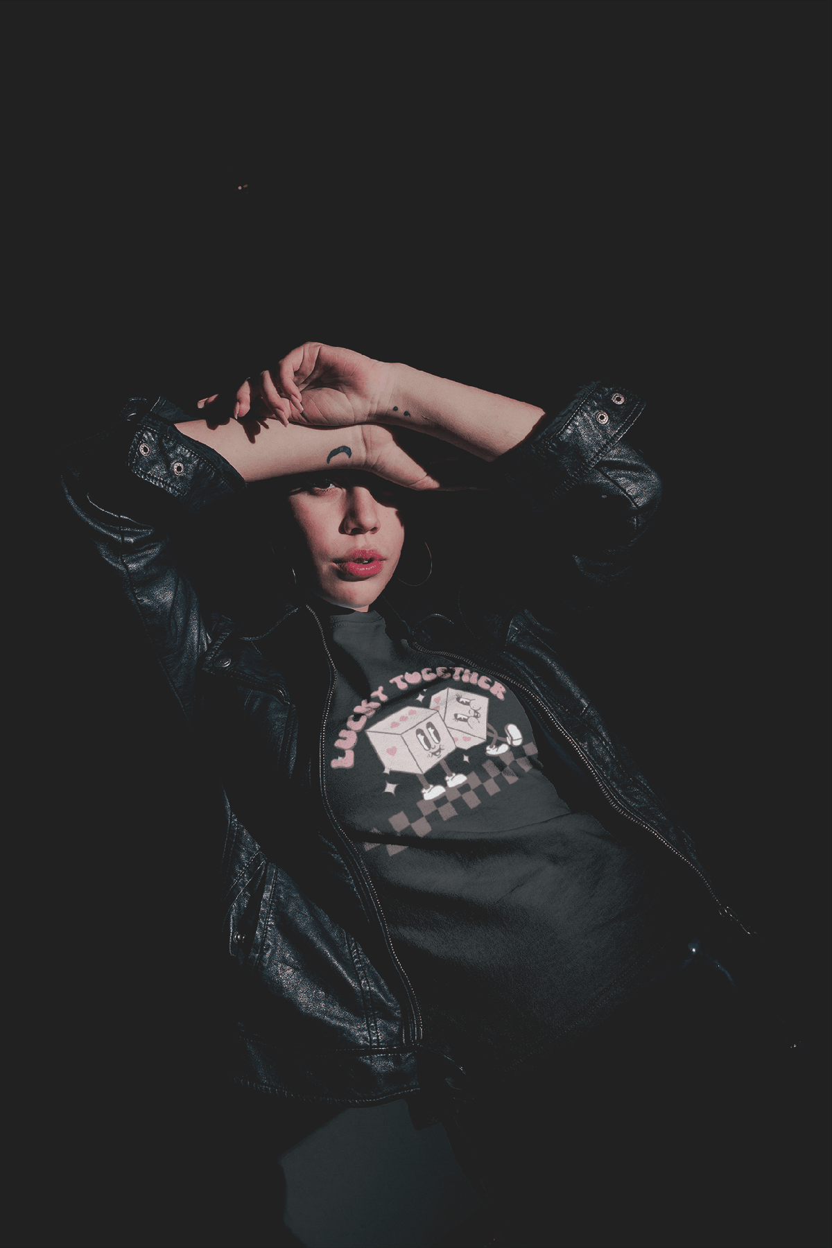 Lucky Together Retro Dice Valentine Tee-Black-S-Regular Fit Tee-StylinArts