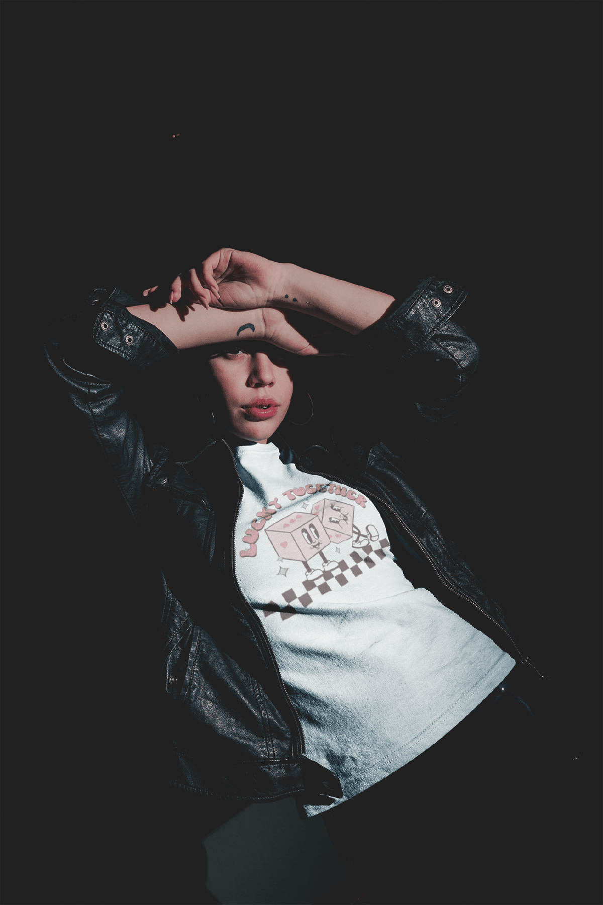 Lucky Together Retro Dice Valentine Tee-White-S-Regular Fit Tee-StylinArts