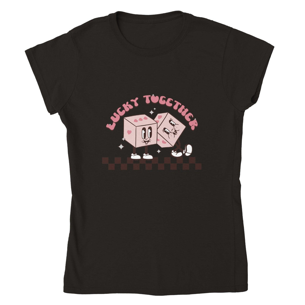 Lucky Together Retro Dice Valentine Tee-White-S-Regular Fit Tee-StylinArts