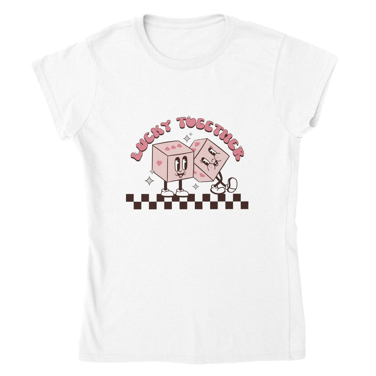 Lucky Together Retro Dice Valentine Tee-White-S-Regular Fit Tee-StylinArts