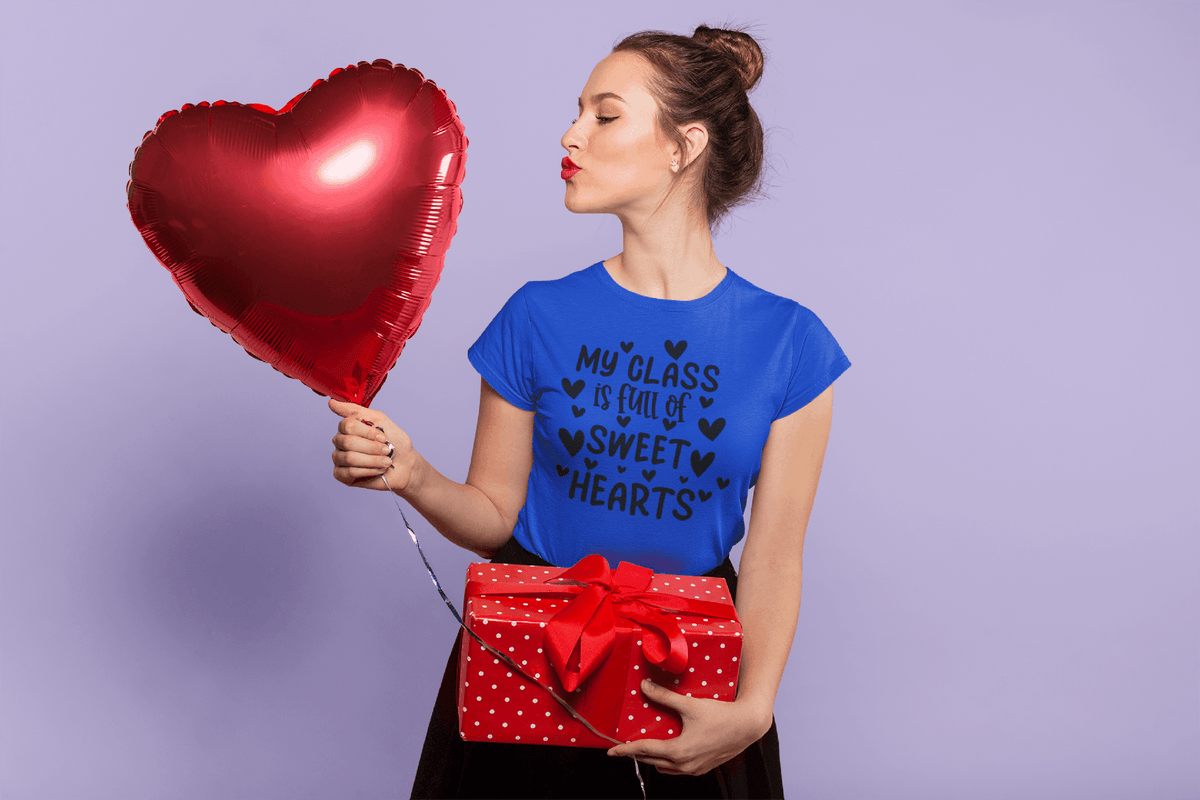 My Class Is Full of Sweethearts Valentine’s Teacher Tee-Royal-S-Regular Fit Tee-StylinArts