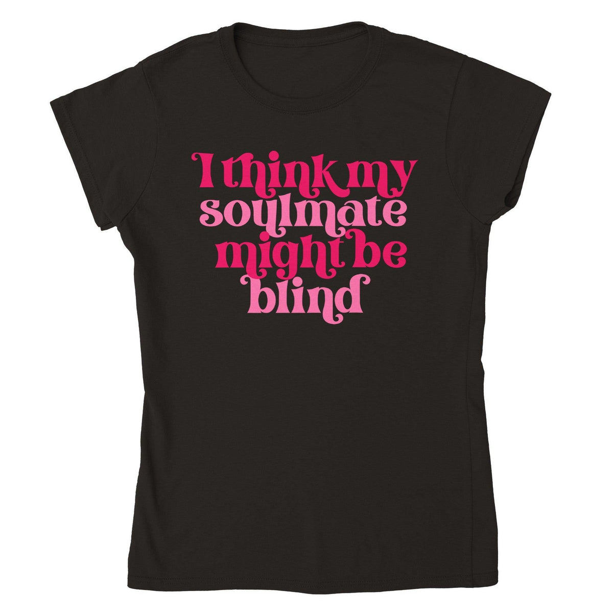 Funny Soulmate Valentine’s T-Shirt – “I Think My Soulmate Might Be Blind” Retro Tee-White-S-Regular Fit Tee-StylinArts