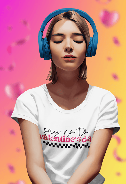 Say No to Valentine's Day Tee – Rebellious Love Drop-White-S-Regular Fit Tee-StylinArts
