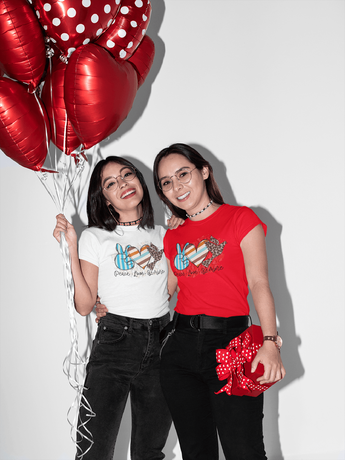 Peace Love Be Mine Wild Valentine Tee-White-S-Regular Fit Tee-StylinArts