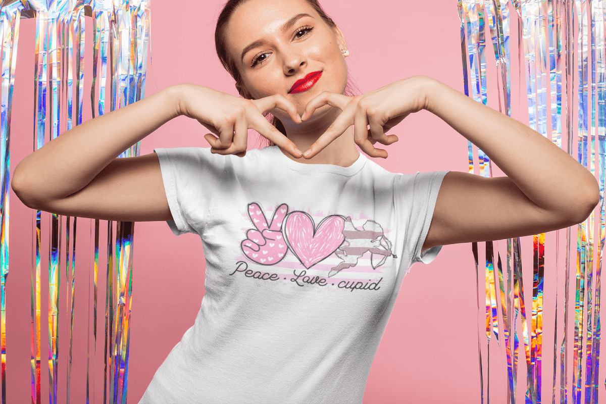 Peace Love Cupid Valentine Tee-White-S-Regular Fit Tee-StylinArts