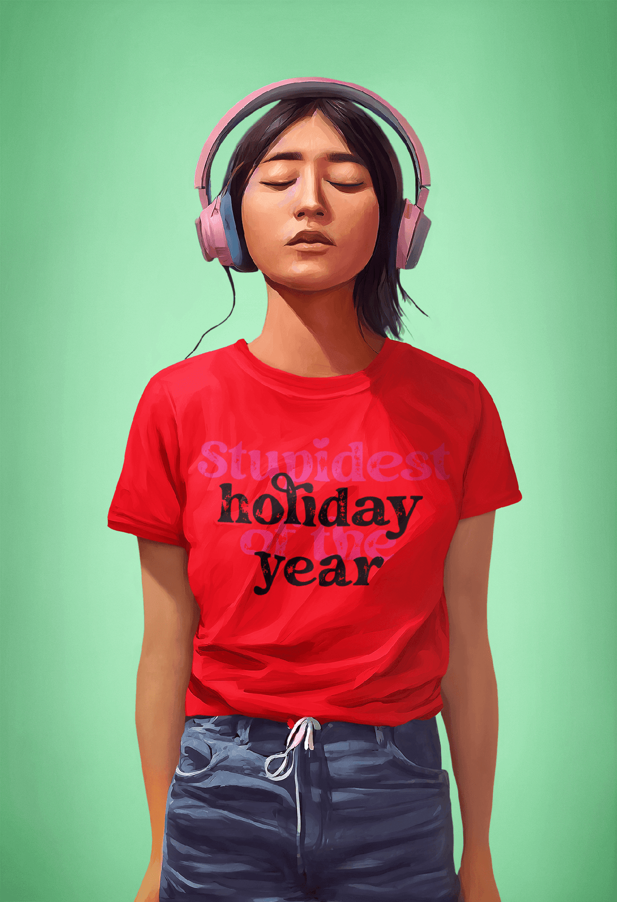 Stupidest Holiday of the Year Tee-Red-S-Regular Fit Tee-StylinArts