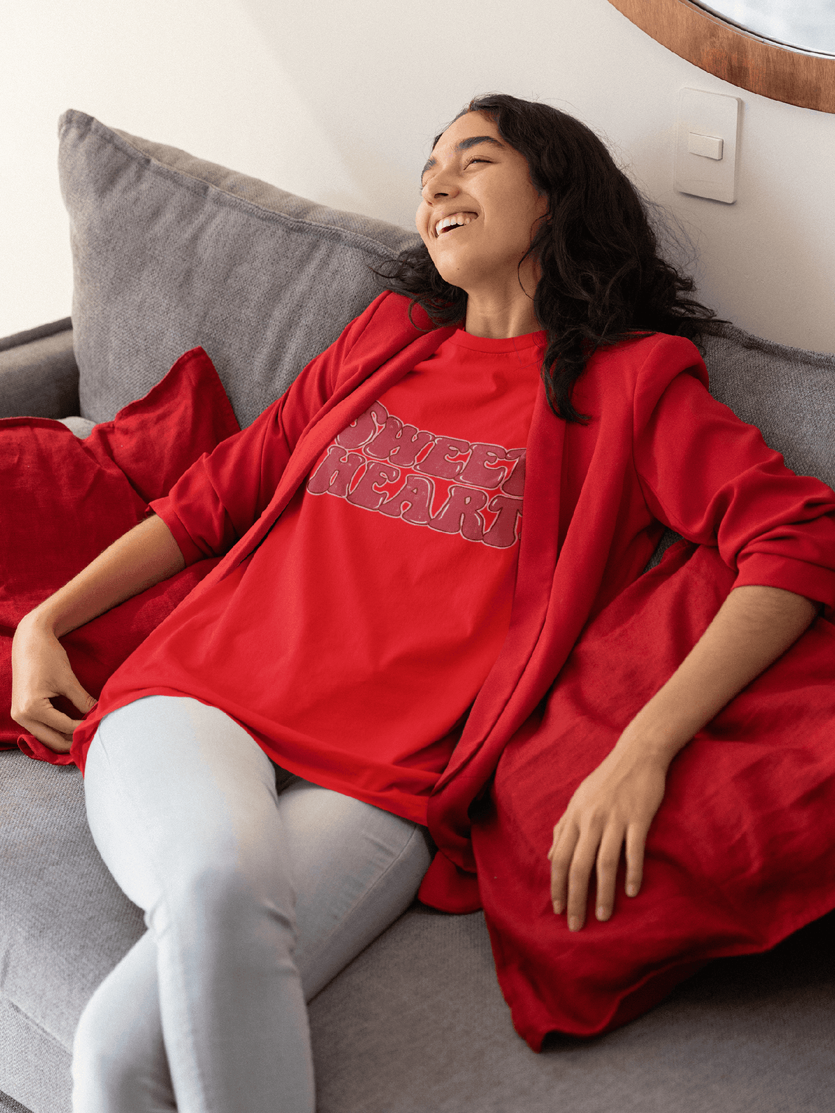 Sweetheart Retro Bubble Valentine’s Tee-Red-S-Regular Fit Tee-StylinArts