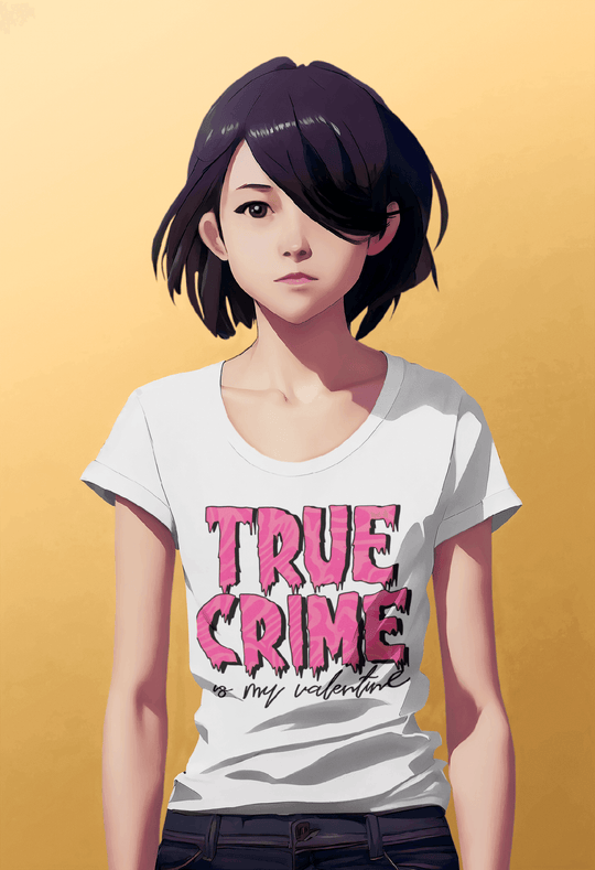 True Crime is My Valentine Tee-White-S-Regular Fit Tee-StylinArts