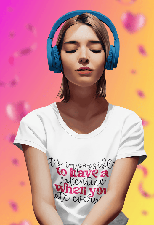 Anti-Valentine’s Day T-Shirt – “It’s Impossible to Have a Valentine When You Hate Everyone”-White-S-Regular Fit Tee-StylinArts