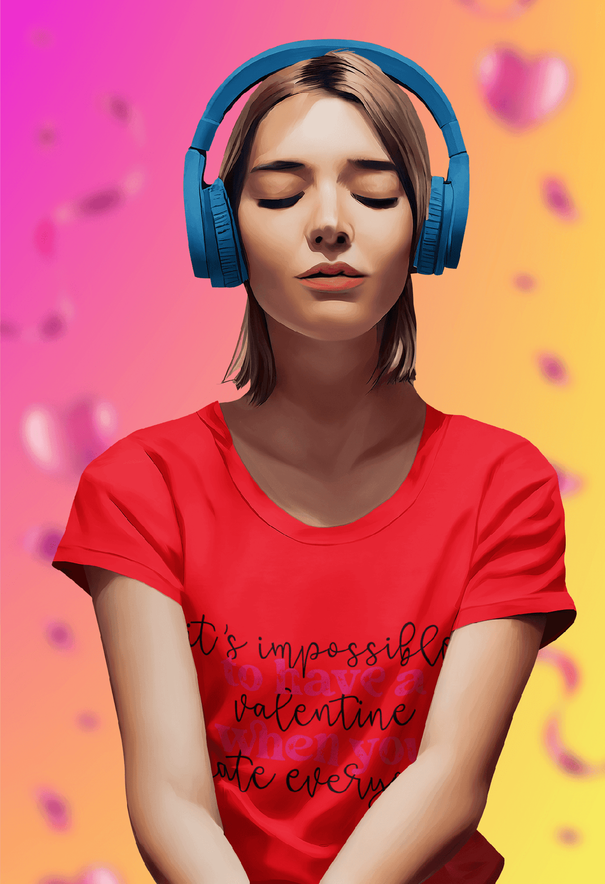 Anti-Valentine’s Day T-Shirt – “It’s Impossible to Have a Valentine When You Hate Everyone”-Red-S-Regular Fit Tee-StylinArts
