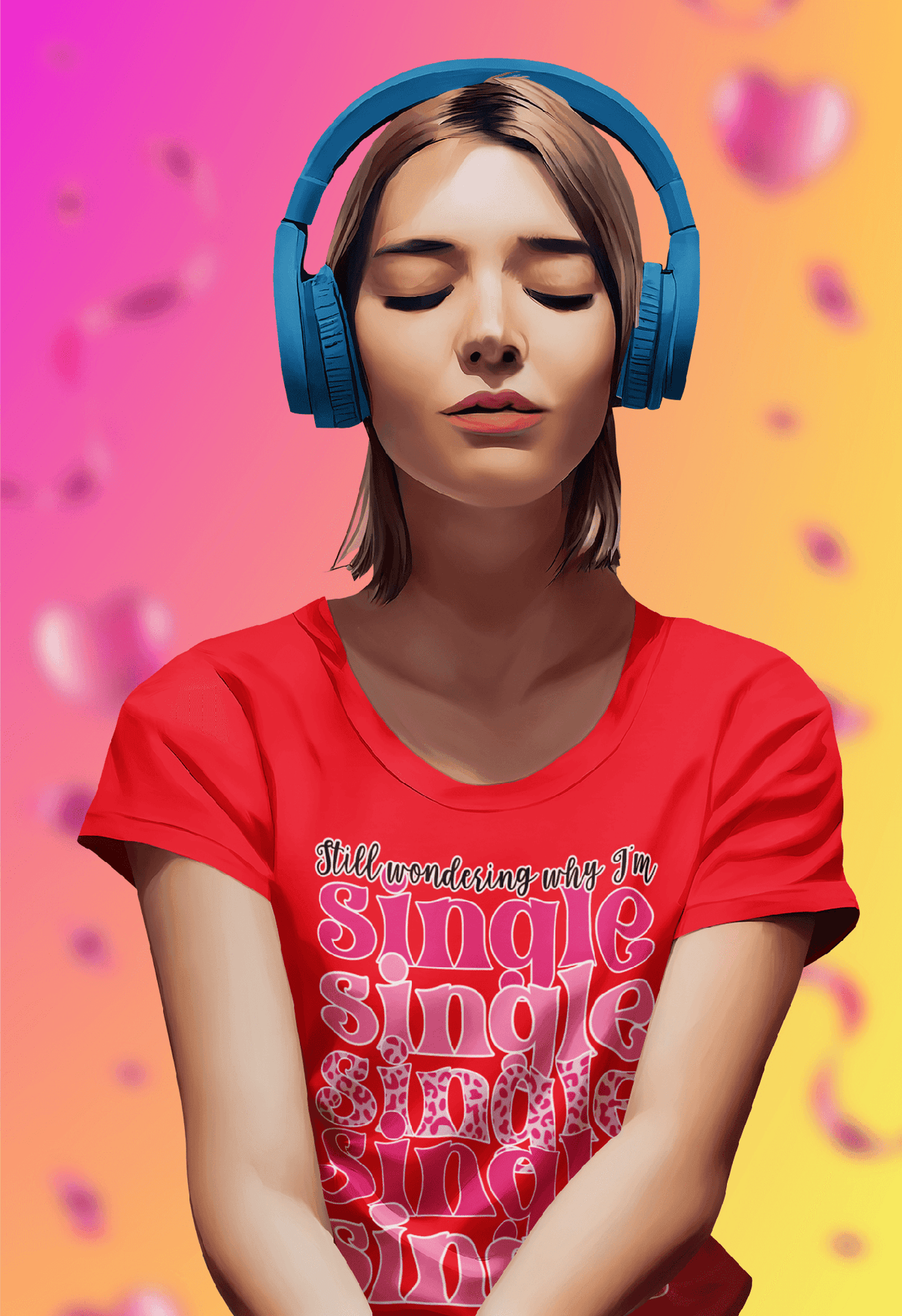 Still Wondering Why I’m Single Tee-Red-S-Regular Fit Tee-StylinArts