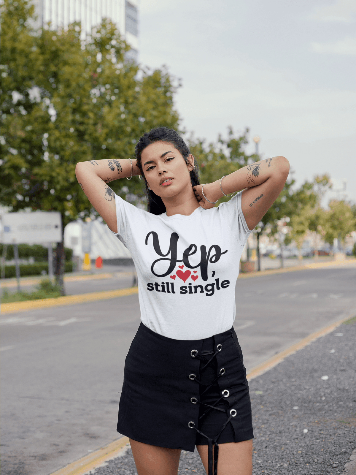 Yep, Still Single – Flirty Valentine’s Day Tee-White-S-Regular Fit Tee-StylinArts
